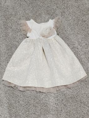 Savannah Cream & Champagne Tulle Flower Girl Dress